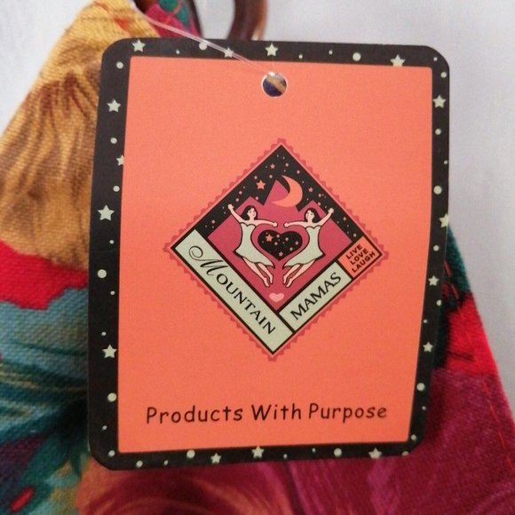 Mountain Mamas Womens Handbag Multicolor Floral Fabric Zip Double Straps L NEW - Picture 3 of 8